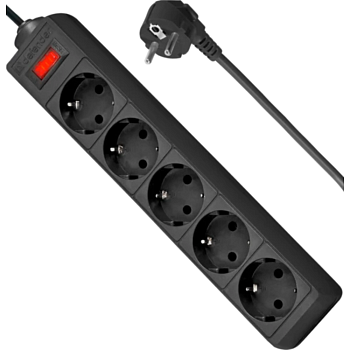 Defender ES 1.8 м, черный, 5 розеток