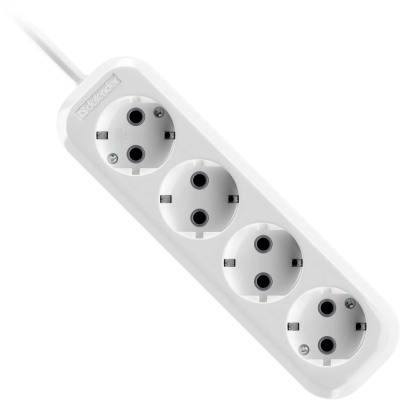 Defender R340 16 А, 5 м, 4 розетки, заземление, белый