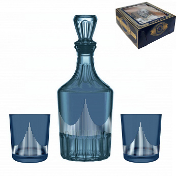 Подарочный набор 3пр арт 1330-Н5Г Гистограмма Ночное небо графин Цезарь+2 стакана 250мл