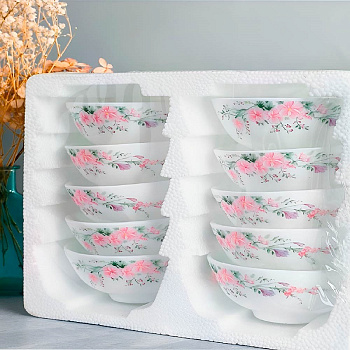 Набор салатников JEWEL 10 предметов Розель 6999 стеклокерамика ПС0088-48