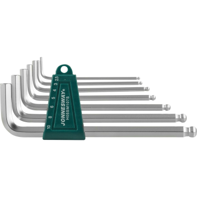 Комплект угловых 5 шт шестигранников Jonnesway  LONG с шаром 2,5-10мм, 7 предметов S2 материал