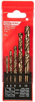 Набор сверл по металлу RedVerg 5 шт HSS-Co, 4-10 мм(501071)