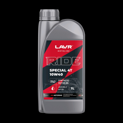 LAVR MOTO Моторное масло RIDE SPECIAL 4Т 10W40 SN (синтетика) 1л (арт.Ln7747)