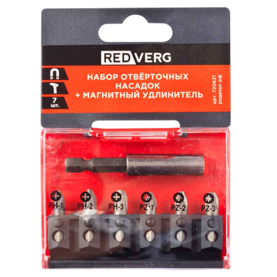 Набор бит Redverg 7шт PH, PZ(720621)