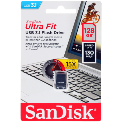 128GB Sandisk ULTRA FIT SDCZ430-128G-G46 USB3.1 черный
