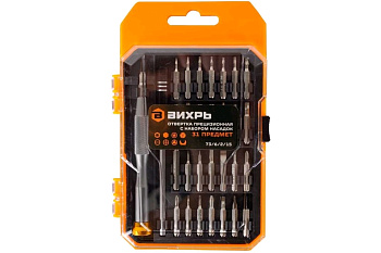 Отвертка прецизионная с набором насадок, 31 предмет в кейсе Вихрь 73/6/2/15