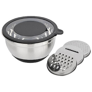 Mallony Amarena 2,8 л, с крышкой-тёркой, 3 тёрки в комплекте, антискользящее дно, нерж. сталь 108277