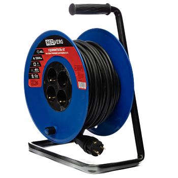 Удлинитель REDVERG ПВС на пластиковой катушке, 4 розетки, 2200Вт 40м (б/з)