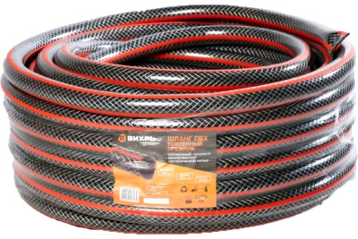 Шланг поливочный ПВХ усиленный премиум,пищевой трехслойный армированный 1/2, 25м (чёрн-красн) Вихрь