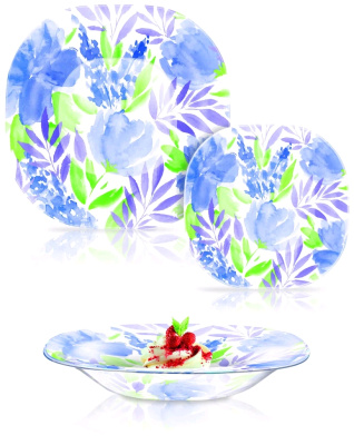 Набор столовый 18пр FLOWERPAD BLUE