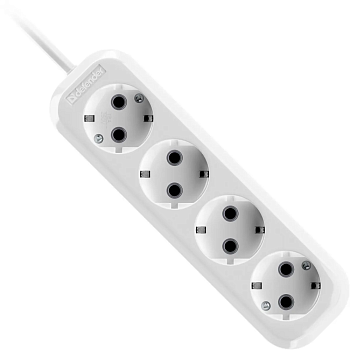 Defender R340 16 А, 5 м, 4 розетки, заземление, белый