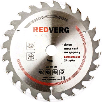 Диск пильный по дереву RedVerg твердосплавный 180х20/16 мм, 24 зуба(800111)