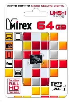micro SDHC 64GB Class 10 MIREX + adapter UHS-I, U1 (13613-AD10SD64)