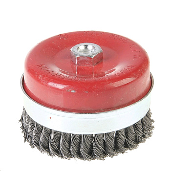 Щетка-крацовка усиленная, крученная проволока, "чашка" 125 мм, присоед. гайка М14 (Hobbi)45-2-212
