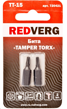 Бита Redverg Torx Tamper 15х25 (2шт.)(720421)