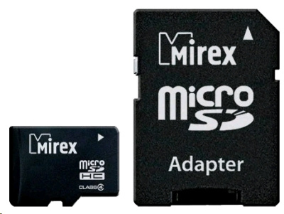 micro SDHC 16Gb Class4 MIREX + adapter (13613-ADTMSD16)