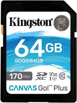 SDXC 64GB CLASS10 Kingston SDG3/64GB CANVAS GO! PLUS