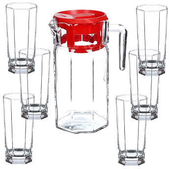 Набор питьевой стеклянный  7 пр Pasabahce "Kosem", кувшин + стаканы (г.Бор), PSB 97415