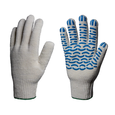 Перчатки х/б 5 нитка 10 кл "Профи" с ПВХ ВОЛНА серые [10/250] 60гр