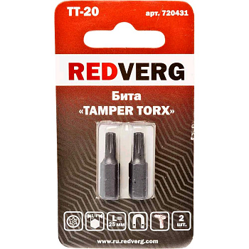 Бита Redverg Torx Tamper 20х25 (2шт.)(720431)