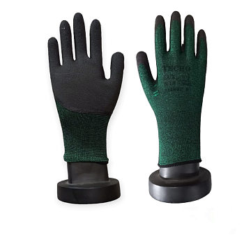 Перчатки нейлоновые с вспен. латексным покрытием F-22 зелен черн