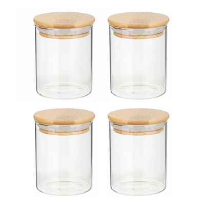 Vetta ЭКО 828-330 Набор банок для специй, 4шт., 190мл,стекло, бамбук