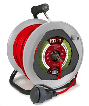 Удлинитель силовой на катушке, СУ-2х1-30/2ВР (1 розетка, IP44) Ресанта