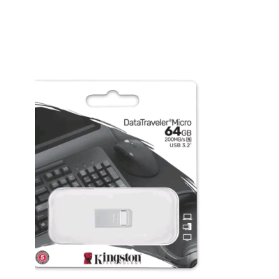 64GB Kingston DATATRAVELER MICRO DTMC3G2/64GB USB3.0 СЕРЕБРИСТЫЙ