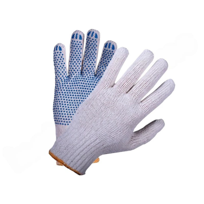 Перчатки белые с ПВХ 7/7,5 класс 5-ти нитка "" (Вятка)