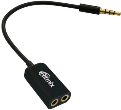 Переходник (3.5mm Jack M - 2x3.5mm Jack F) 0.15м Ritmix RAS-150