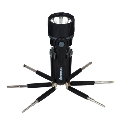 ЕРМАК 209-002 с инструментами, 8 в 1, 2 LED, 2 режима, 3xAAA, пластик, металл