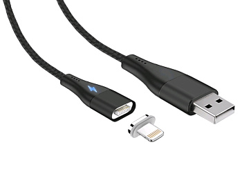 USB  2.0  AM/Lightning 1м Jet.A JA-DC49 Magnet QC 3A Black