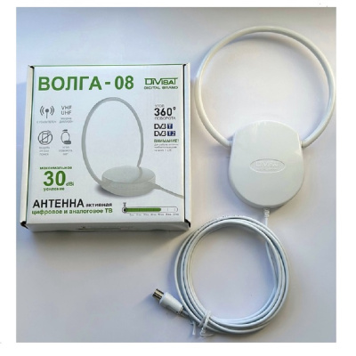 Антенна комнатная DIVISAT DVB-08 "Волга" Активная (80) (арт.08-4588)
