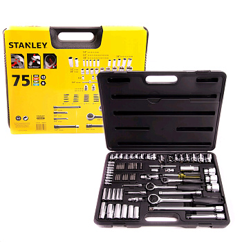 Набор головок торцевых Stanley 1/4" + 3/8" + 1/2" (75 предметов) 1-87-193
