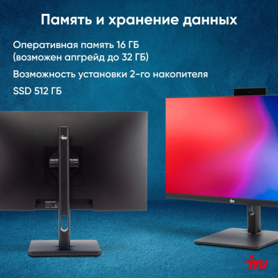 IRU 23ID 23.8" Full HD i7 1255U (1.7) 16Gb SSD512Gb Iris Xe CR без ОС GbitEth WiFi BT 120W (1994783)