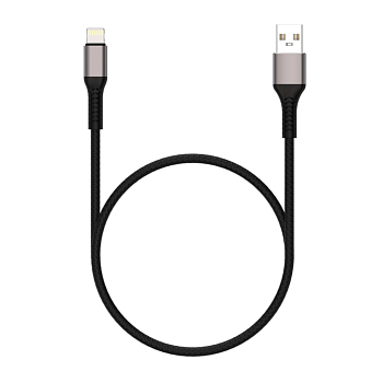 USB  2.0  AM/Lightning 1м Maxvi MC-21L black-grey
