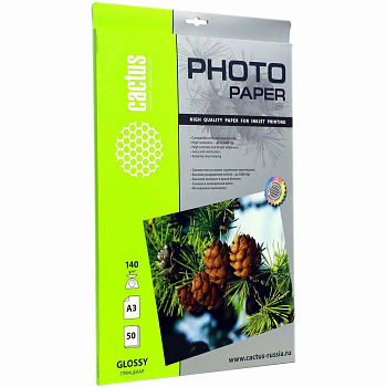 Cactus CS-GA314050 A3/140г/м2/50л./белый глянцевое для струйной печати