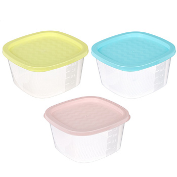 Контейнер для СВЧ и заморозки 0,9л квадратный Микс