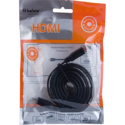 HDMI- HDMI 1.8м (19pin to 19pin) v1.4 плоский Belsis BW3304