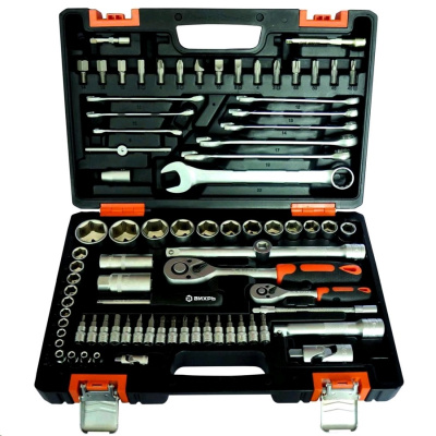 Набор инструментов, 1/2" , 1/4" , CrV, пластиковый кейс 82 предм