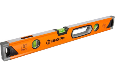 Уровень алюминиевый "Усиленный" 600 мм, 3 глазка (1 зеркальный), 2 комп.рукоятки Вихрь