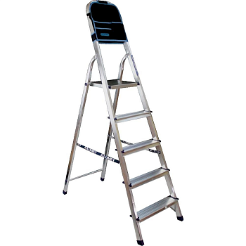 Стремянка Алюмет 5 ступеней алюминиевая с пластиковым органайзером