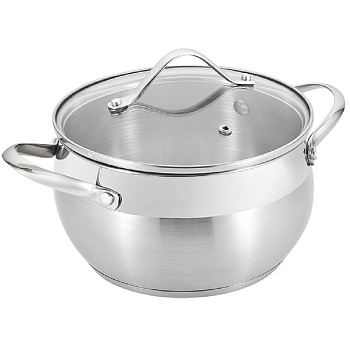 Кастрюля нерж  2,9 л d=18 см, h=10,5 см, толщина 0,5 мм, ст/кр