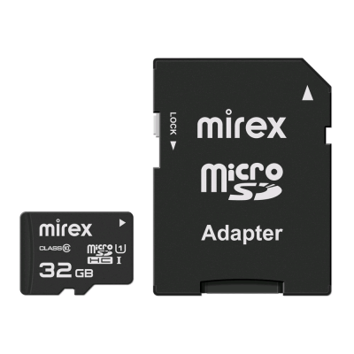 micro SDHC 32GB Class 10 MIREX + adapter UHS-I, U1 (13613-ADSUHS32)