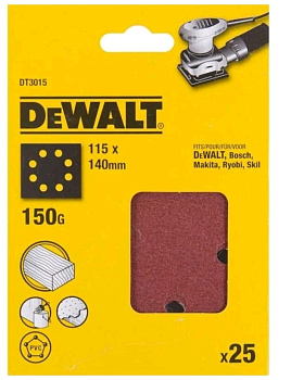 Шлифовальная бумага 115х140мм Р150 DT3015 DeWALT