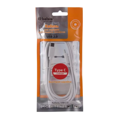 TypeC/TypeC 2м, 480mb, 3A, Max60W Belsis BW1882 white