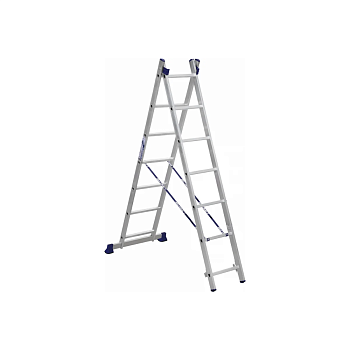 Лестница двухсекционная "2х7" (Алюмет) алюм.