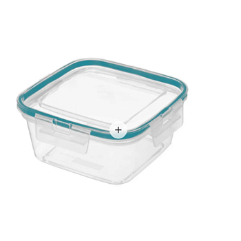 Контейнер пл. 1,5л для продуктов квадратный на защелках б/цв ЗЕЛ