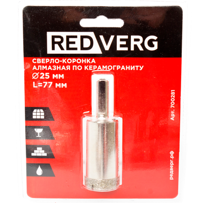25 Сверло-коронка RedVerg алмазная по керамограниту 25 мм(700281)