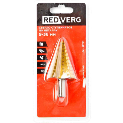 Сверло ступенчатое RedVerg по металлу HSS TIN 9-36 мм(501151)